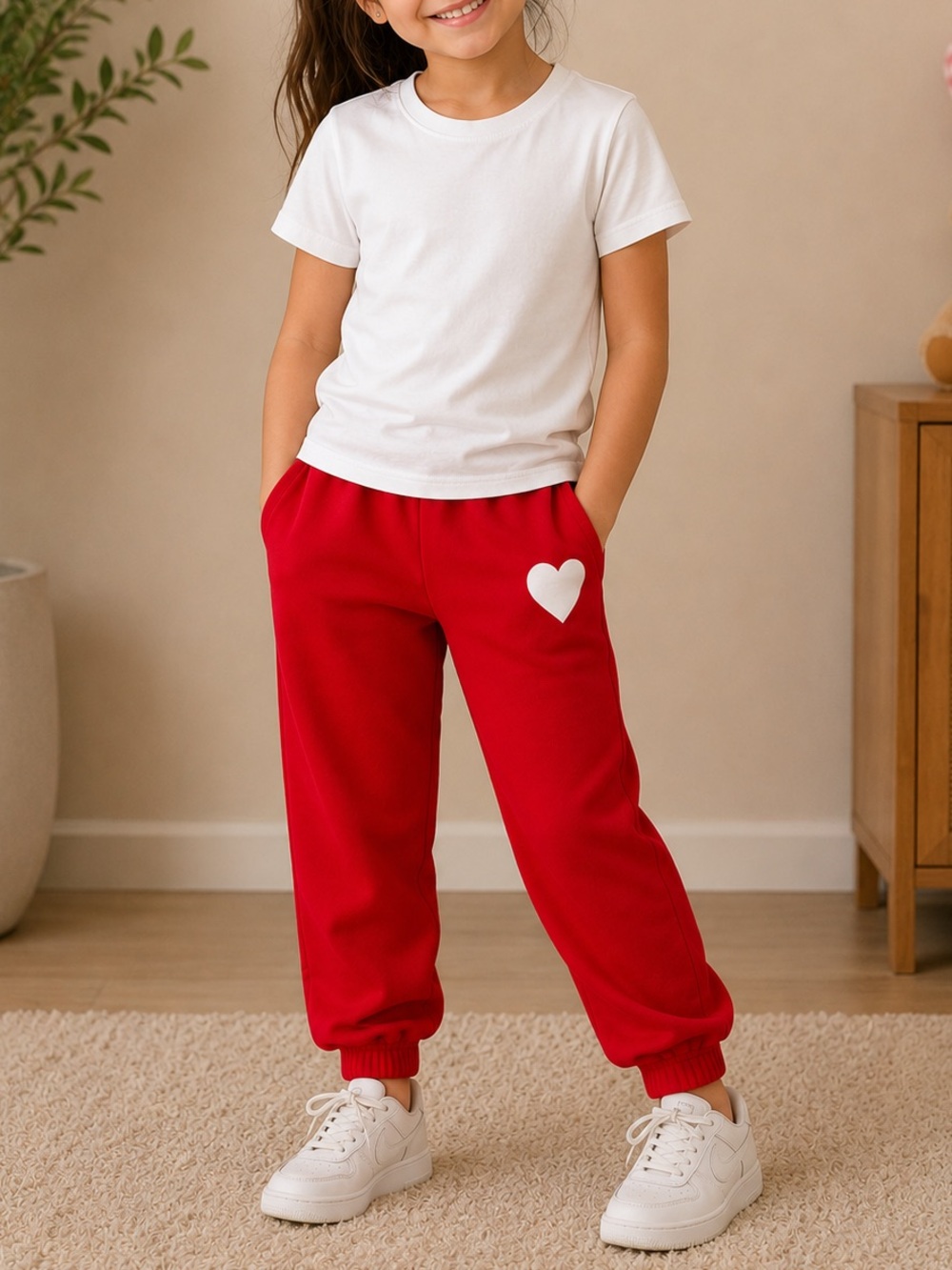 Katie J NYC Girls - Shane XO Red Heart Soft Jogger Sweatpants size X-Small